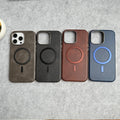 iPhone 15 Pro Metallic Textured Leather MagSafe Ring Case Cover
