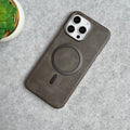 iPhone 15 Pro Metallic Textured Leather MagSafe Ring Case Cover