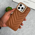 iPhone 15 Pro PUFF Leather Metallic Camera Frame Case Cover