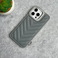 iPhone 15 Pro PUFF Leather Metallic Camera Frame Case Cover