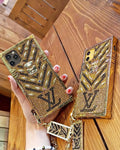 iPhone 15 Series Luxury Diamond Bling Golden Trunk Phone Case