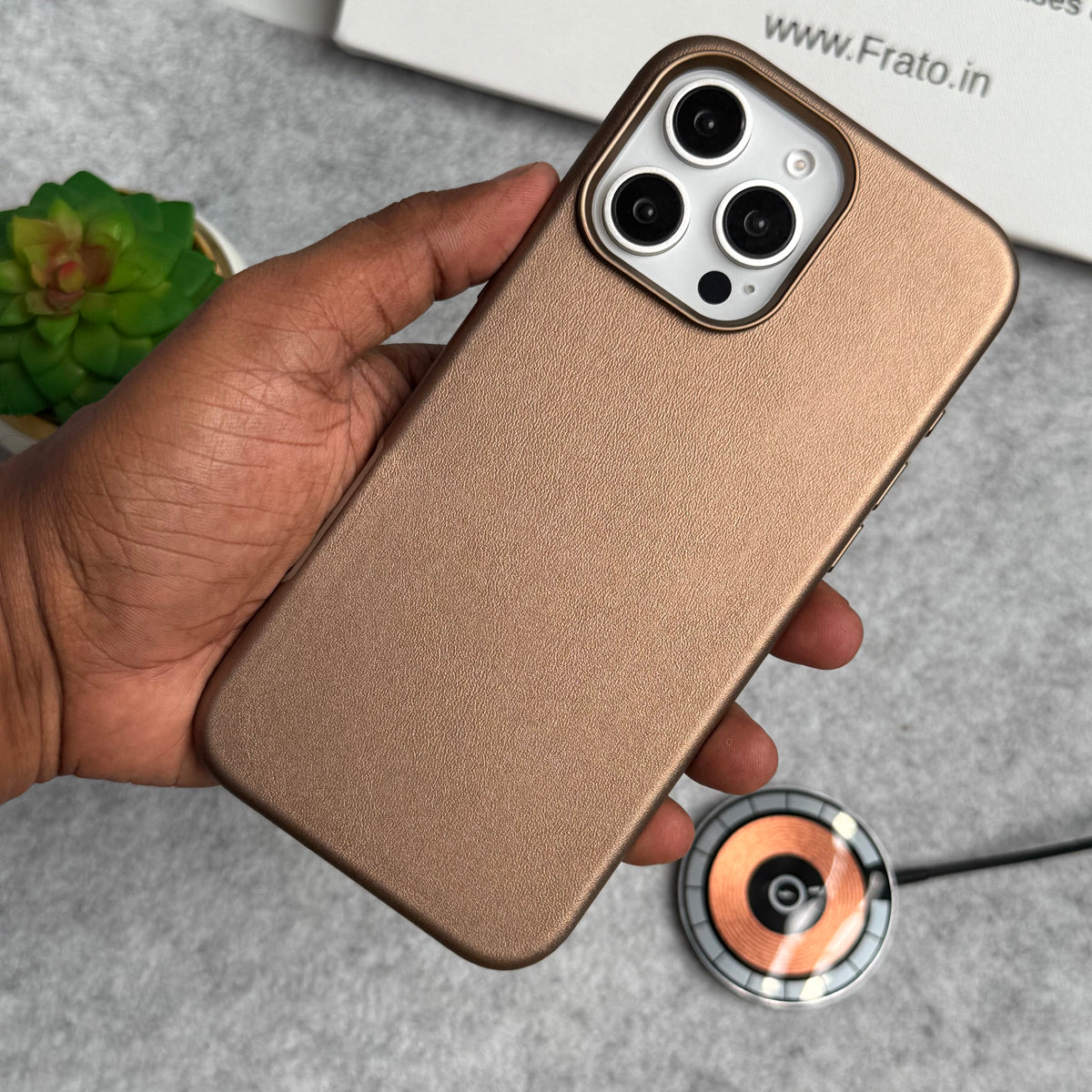 iPhone 16 Pro Luxury Classic PU Leather MagSafe Supported Case