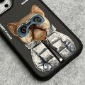 iPhone 16 Pro Max / iPhone 16 Pro 3D Embroidery Dog Silver Zipper Jacket Case