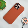 iPhone 16 Pro Premium Leather Texture Metal Camera Bump MagSafe Cover Brown