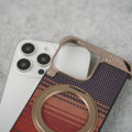 iPhone 16 Series Aramid Fiber Metal Case With Rotating Stand Desert Titanium