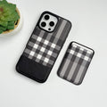 iPhone 16 Series Checks Leather Case With Detachable Magnetic Magsafe Card Holder Cover