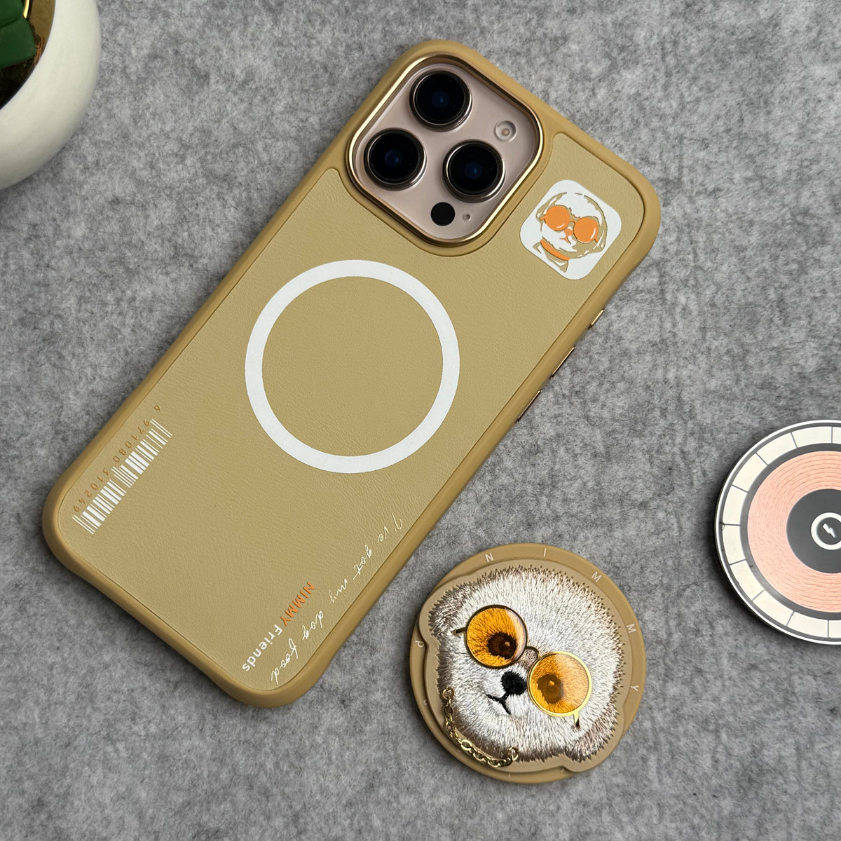 iPhone 16 Series Cool Glasses MagSafe Case Cover with Embroidery Magnetic Bracket Phone Holder