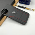 iPhone 16 Series Ferrari Sports Car Logo Side Stitch Leather Cover Black
