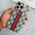 iPhone 16 Series GG Fashion Green Red Stripe Cover