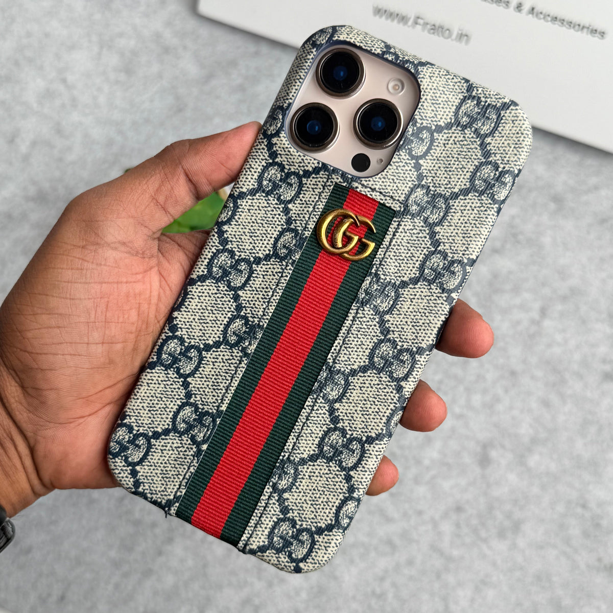 iPhone 16 Series GG Fashion Green Red Stripe Cover