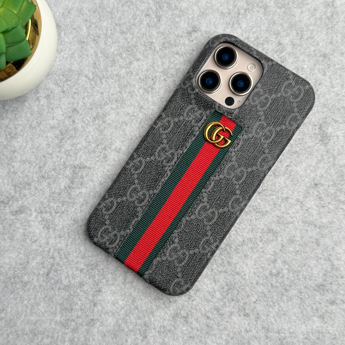 iPhone 16 Series GG Fashion Green Red Stripe Cover