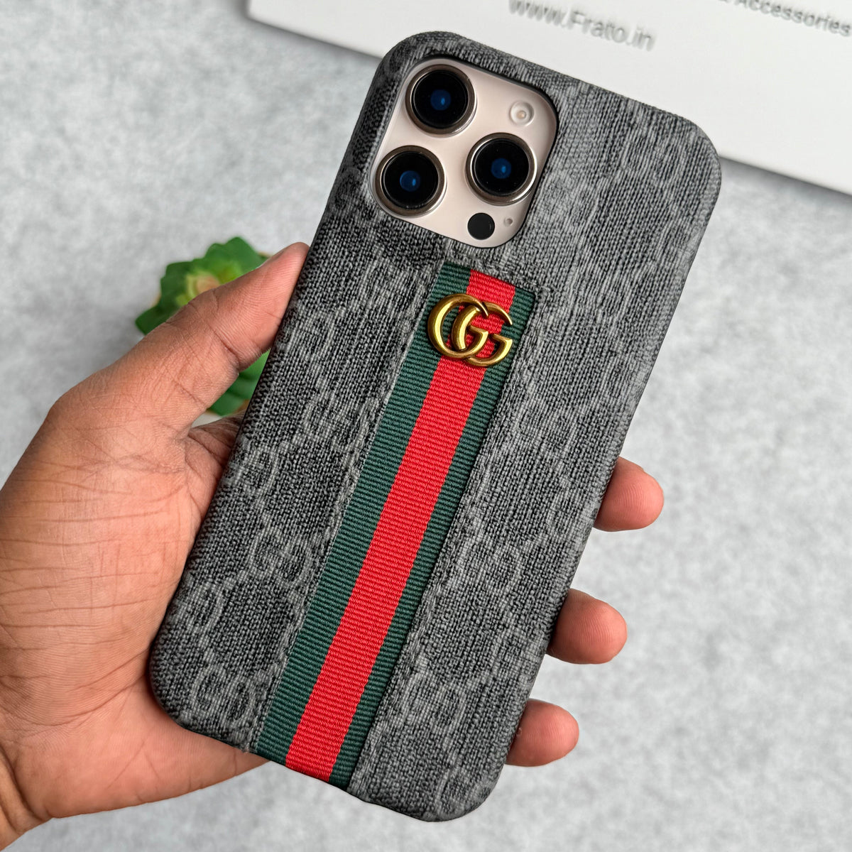 iPhone 16 Series GG Fashion Green Red Stripe Cover