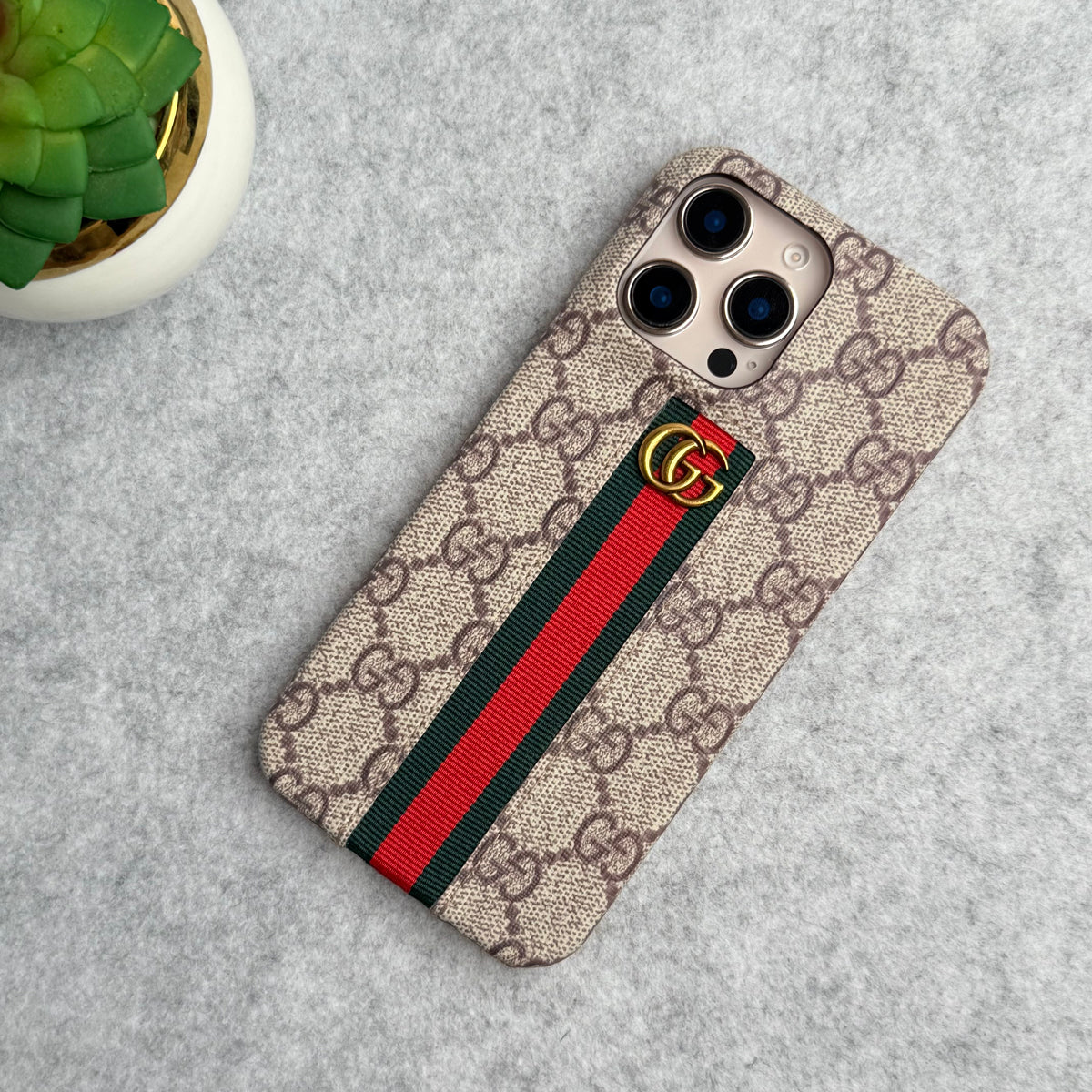 iPhone 16 Series GG Fashion Green Red Stripe Cover