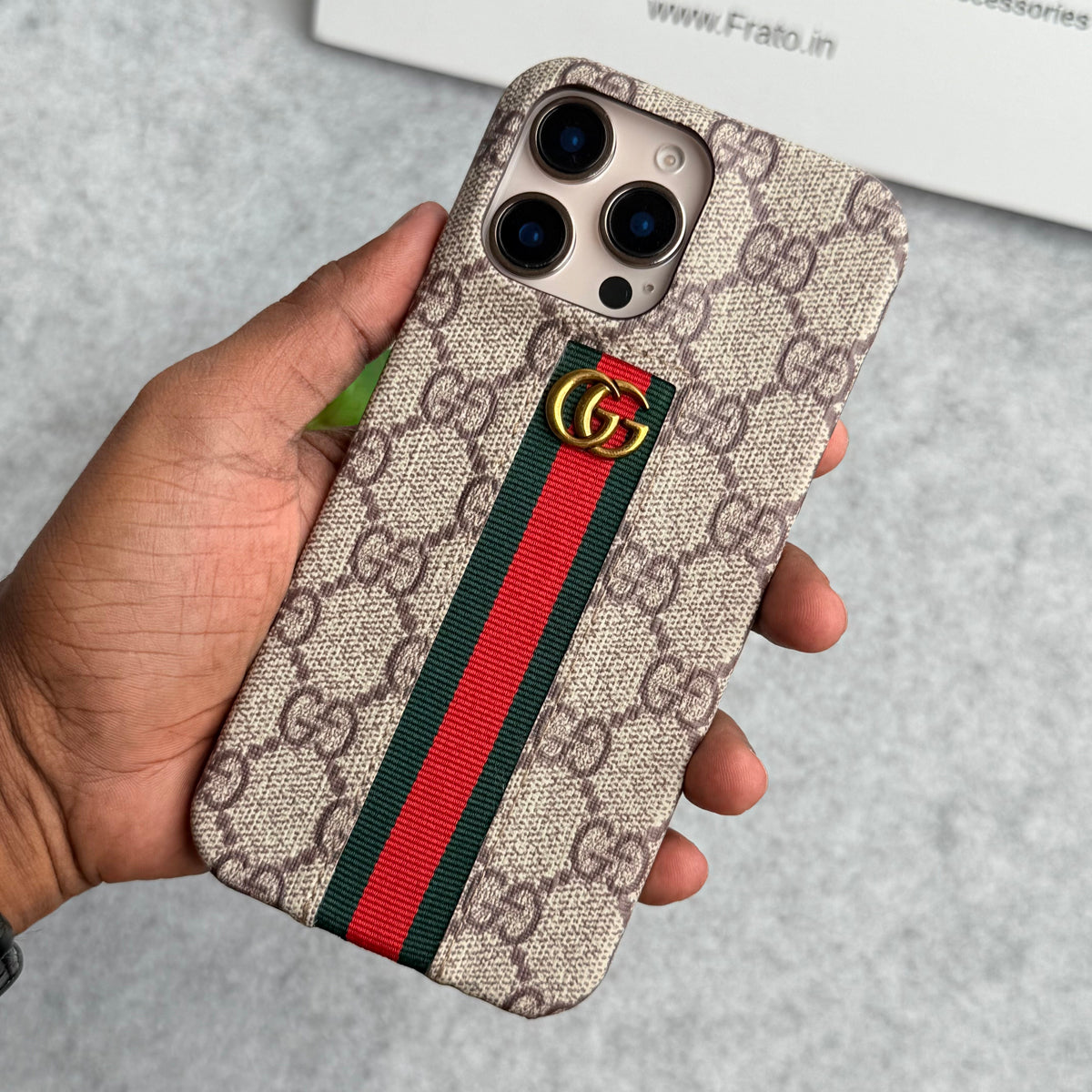 iPhone 16 Series GG Fashion Green Red Stripe Cover