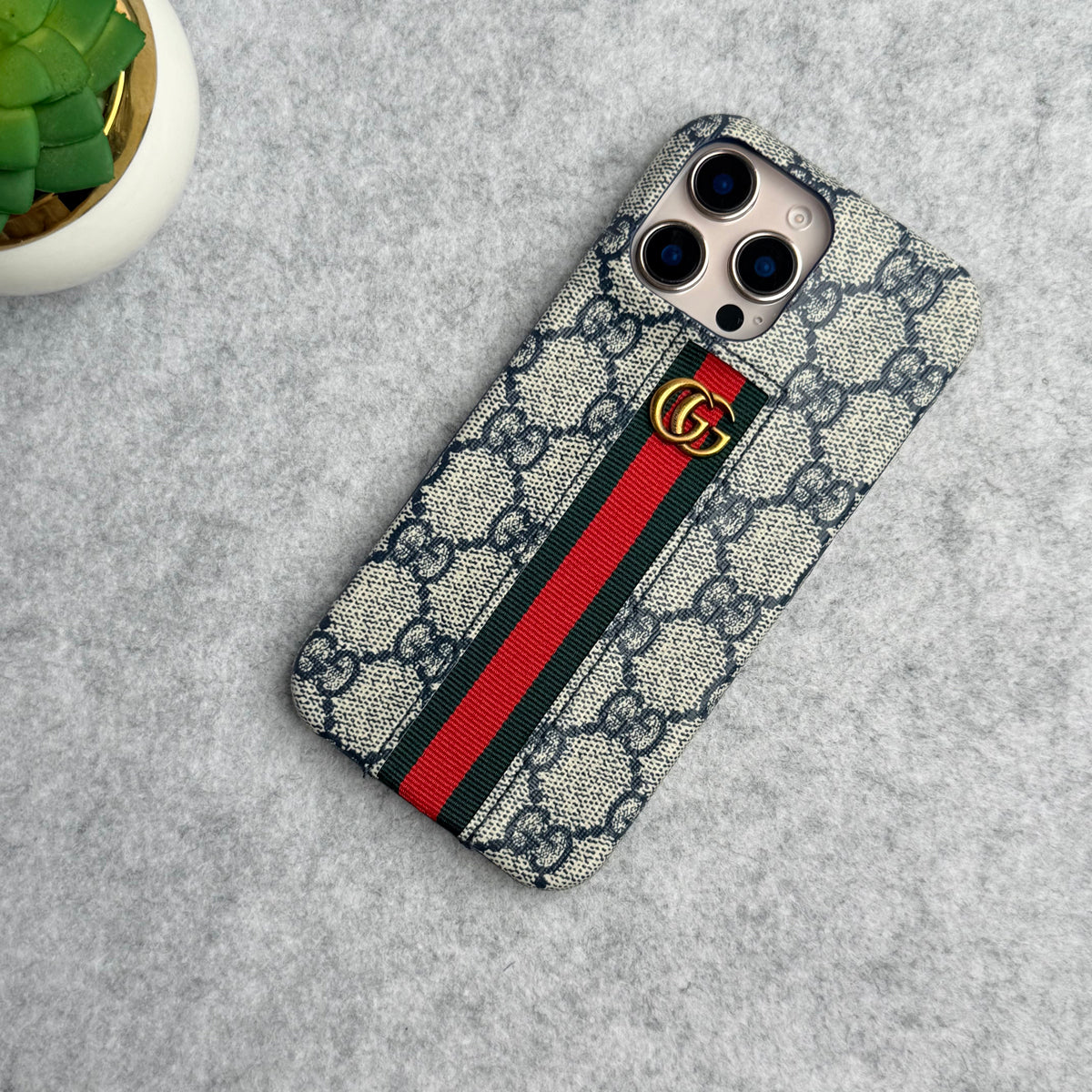 iPhone 16 Series GG Fashion Green Red Stripe Cover