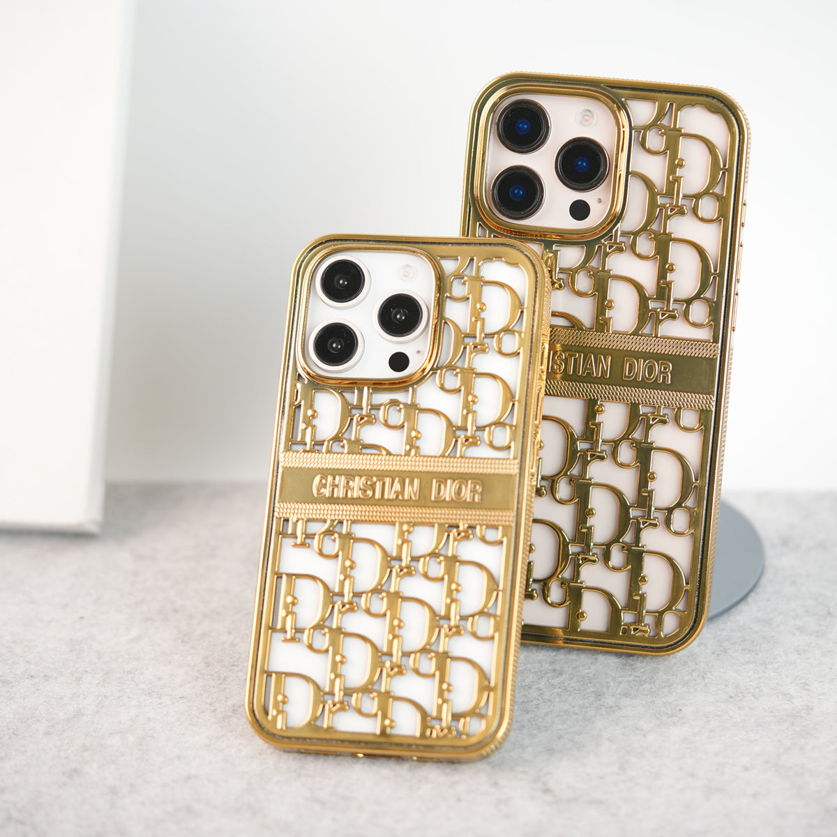 iPhone 16 Series Luxury Brand CD Chrome Case Cover