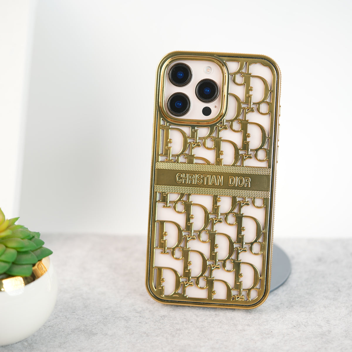 iPhone 16 Series Luxury Brand CD Chrome Case Cover