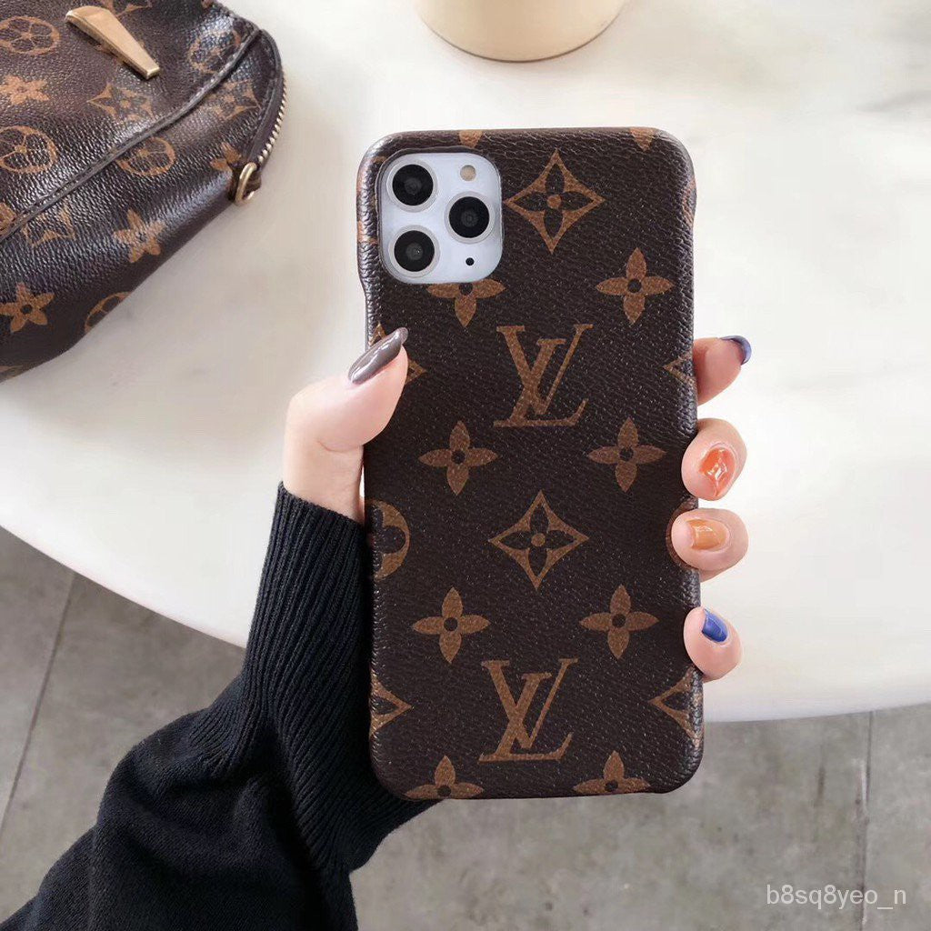 iPhone 16 Series Luxury Brand PU Leather Case Cover (Dark Brown)