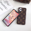 iPhone 16 Series Luxury Brand PU Leather Case Cover (Dark Brown)