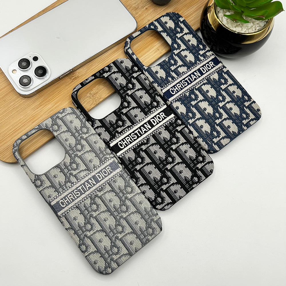 iPhone 16 Series Luxury CD Brand Fabric Design Cover