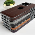 iPhone 16 Series Middle Stitch PU Leather Side Chrome Case Cover