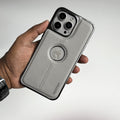iPhone 16 Series Middle Stitch PU Leather Side Chrome Case Cover
