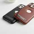iPhone 16 Series PU Leather Inbuilt Stand Case Cover