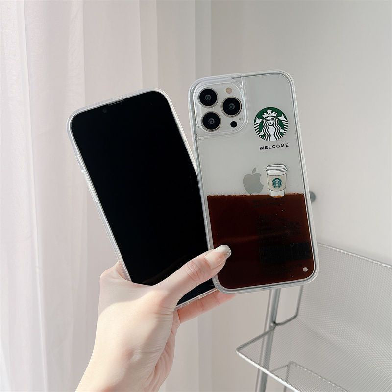 iPhone 16 Series SB Liquid Coffee Floating Cup Case Cover