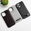 iPhone 16 Series Weave Leather with Metal Kickstand Slim Back Cover