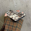 iPhone 16 series Luxury Brand CD White Floral Strap Belt Case Cover