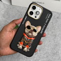 iPhone 3D Embroidery Cool Dog RedBlack Jacket Case