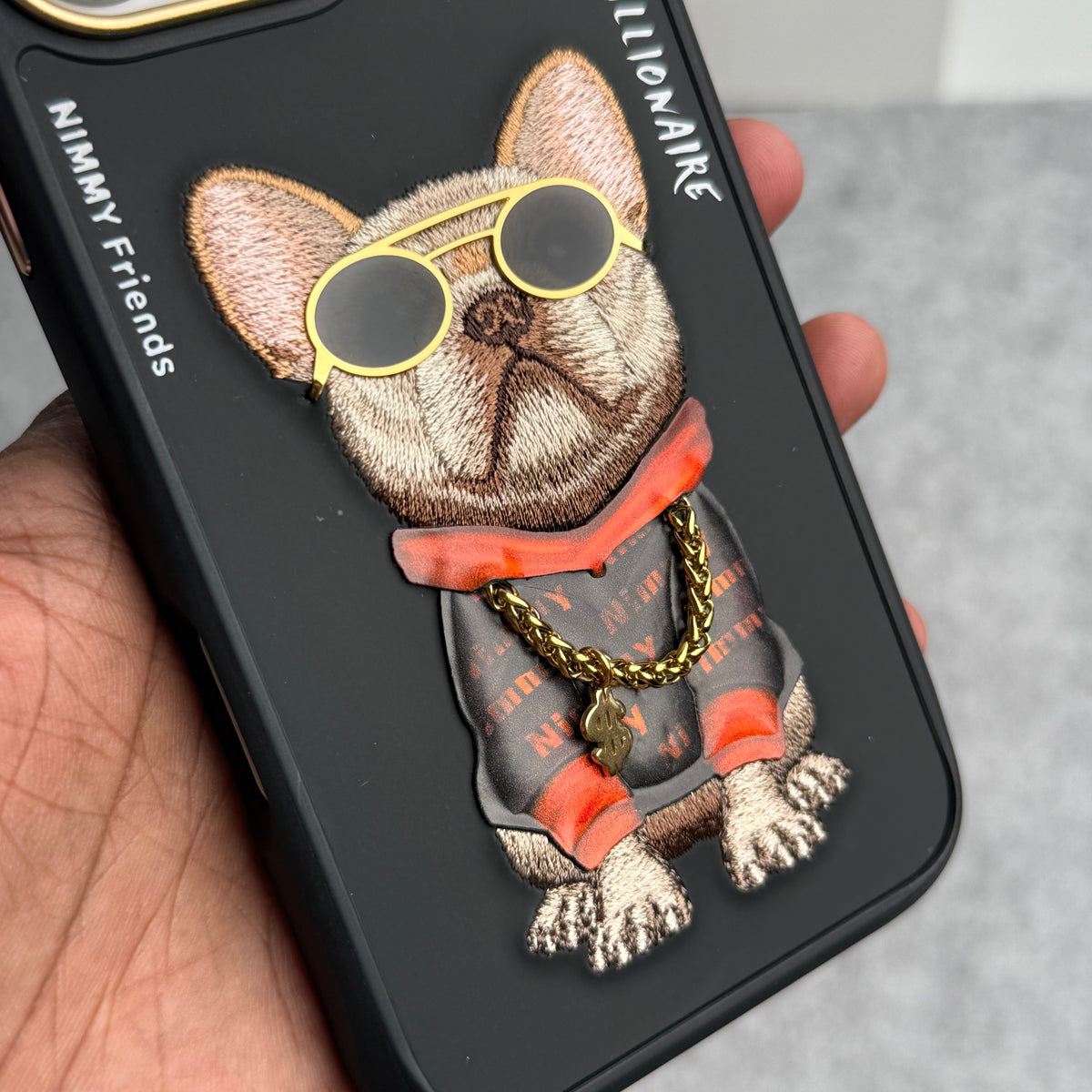 iPhone 3D Embroidery Cool Dog RedBlack Jacket Case