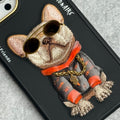 iPhone 3D Embroidery Cool Dog RedBlack Jacket Case