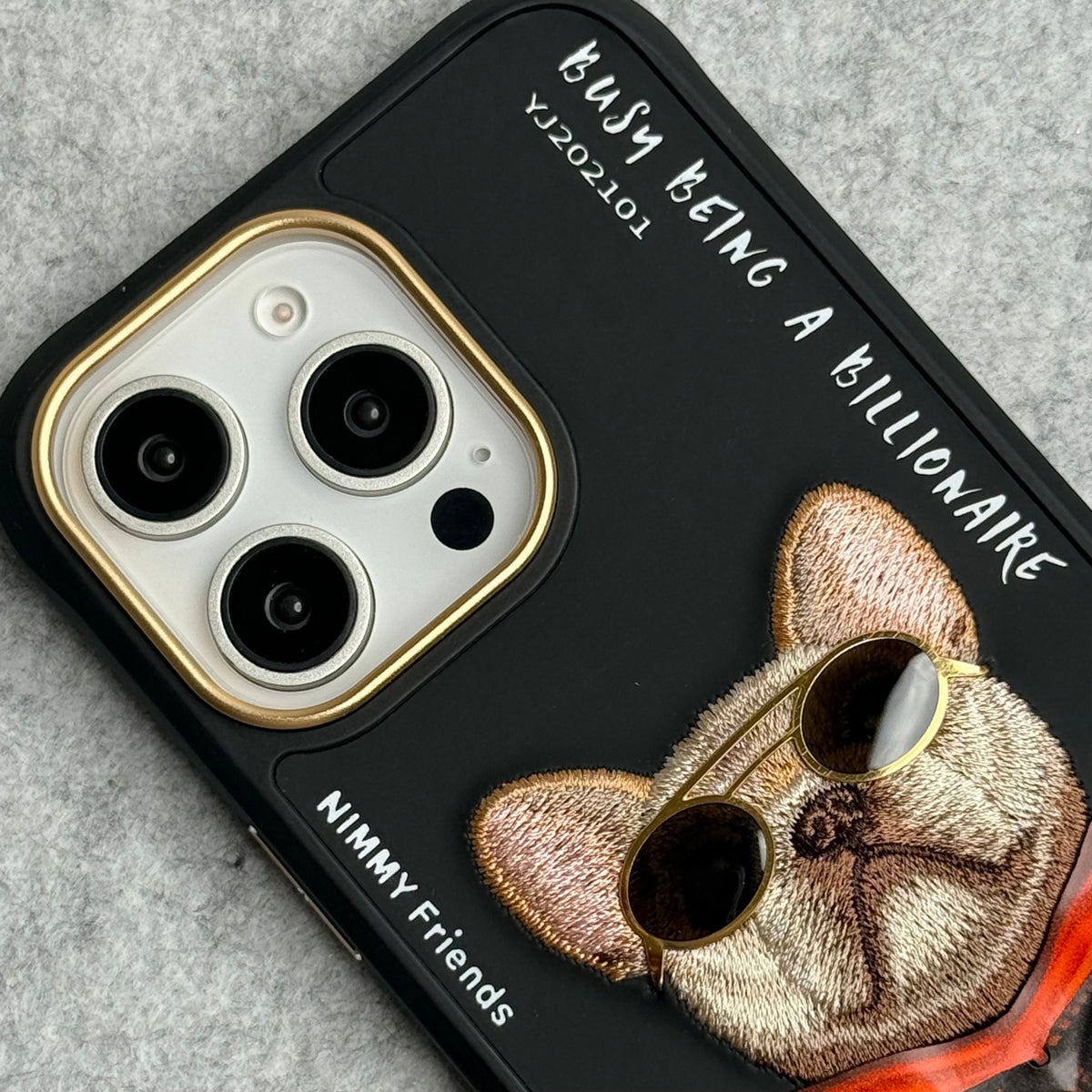 iPhone 3D Embroidery Cool Dog RedBlack Jacket Case