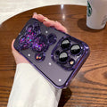iPhone Cartoon Bear Glitter Case Cover ( Purple )