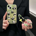 iPhone Green Panda Cover With Charm holder