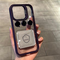 iPhone Hollow Flipping Lens Bracket Case Cover ( Deep Purple )