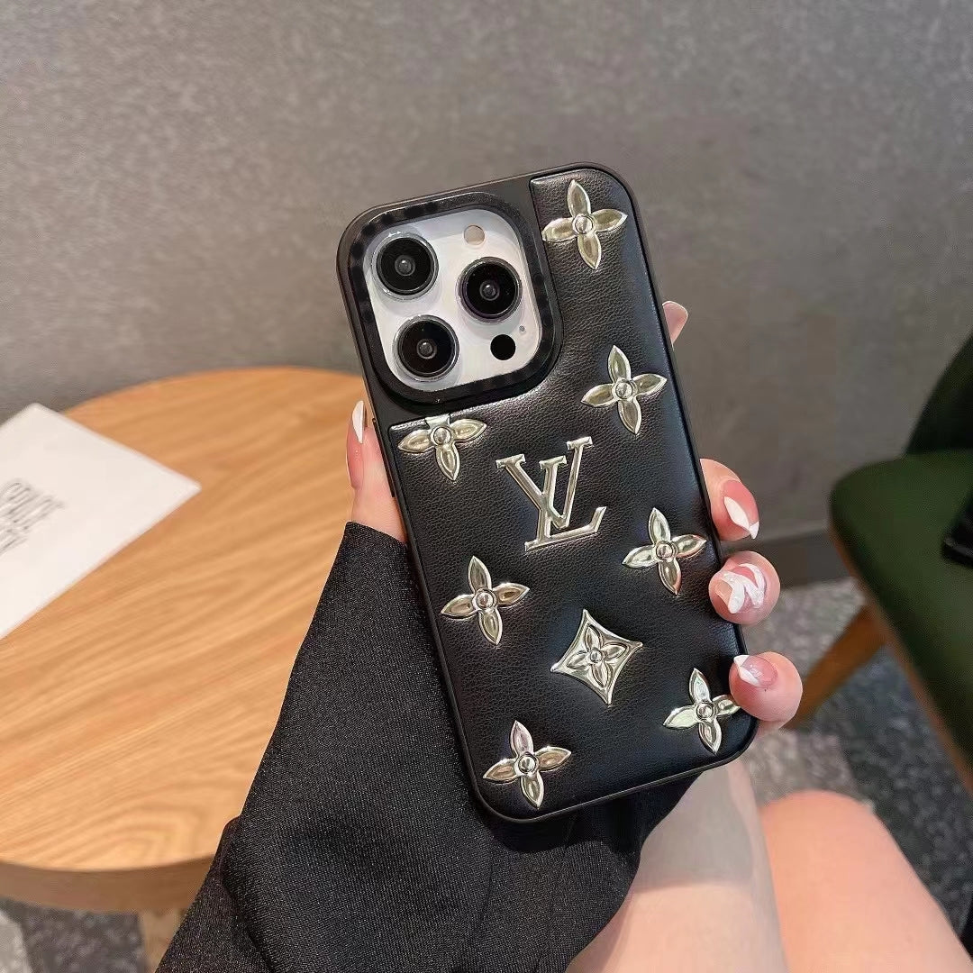 iPhone Luxury Brand Puff Leather Phone Case Cover