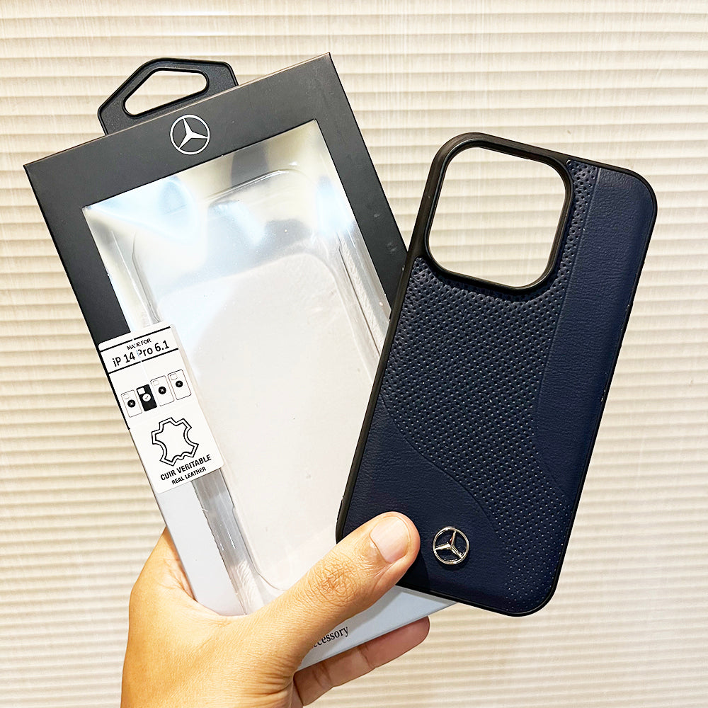 iPhone Mercedes Blue Leather Case Cover