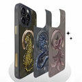 iPhone Premium 3D Luxury Embroidered Animal Series Leather MagSafe Case Cover
