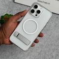 iPhone Transparent Bottom Metal Stand MagSafe Supported Case Cover
